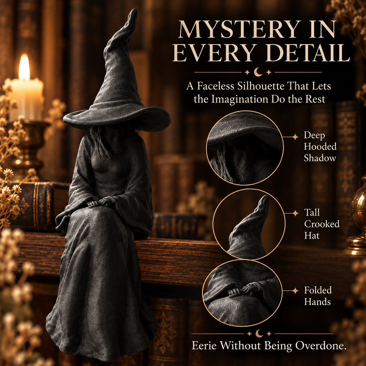 🧙‍♀️🖤Mysterious Perched Bookshelf Figurine