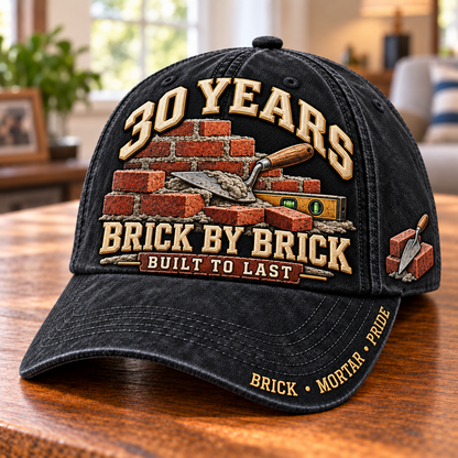 🧱 Personalized Brick By Brick Mason Milestone Baseball Cap – Custom Years