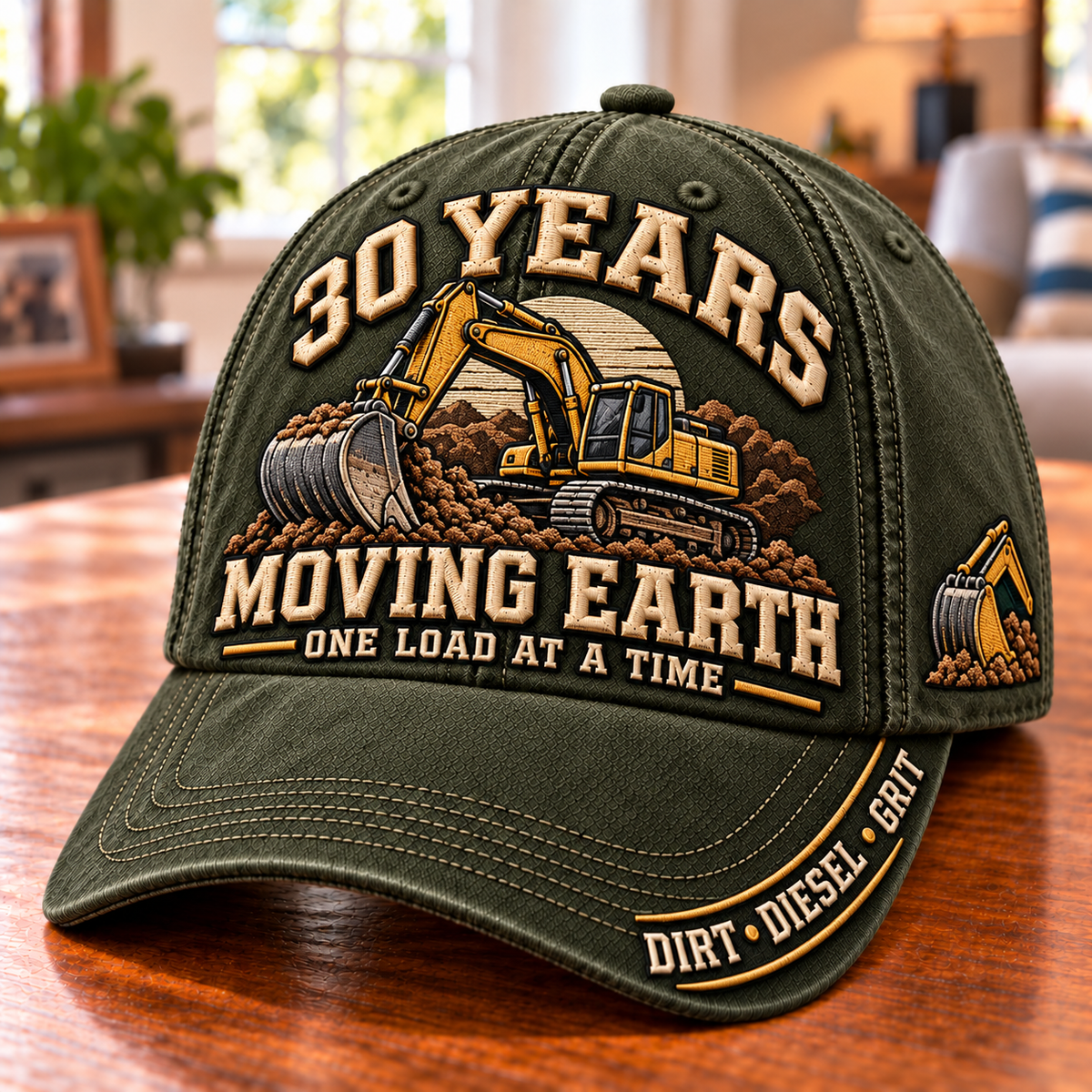 🚜 Personalized Years Moving Earth Heavy Equipment Operator Baseball Cap – Custom Work Anniversary & Retirement Gift