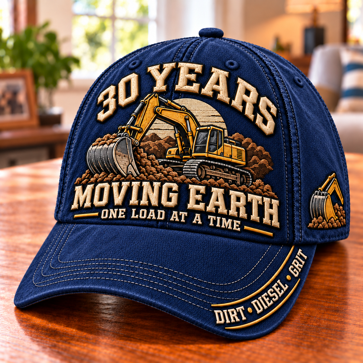 🚜 Personalized Years Moving Earth Heavy Equipment Operator Baseball Cap – Custom Work Anniversary & Retirement Gift