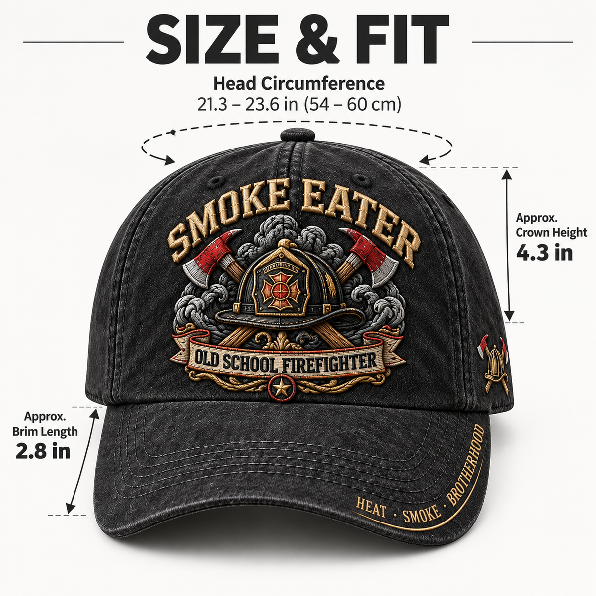🔥 Smoke Eater Old School Firefighter Baseball Cap