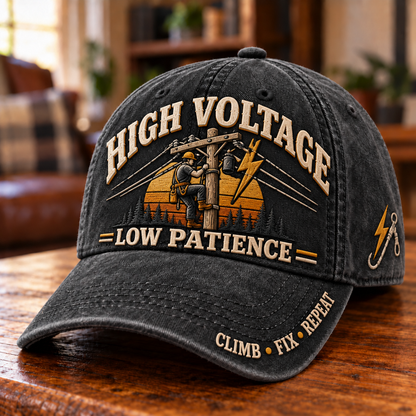 ⚡ High Voltage Low Patience Lineman Work Pride Baseball Cap
