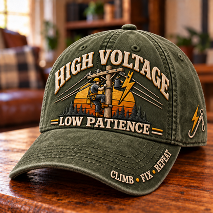 ⚡ High Voltage Low Patience Lineman Work Pride Baseball Cap