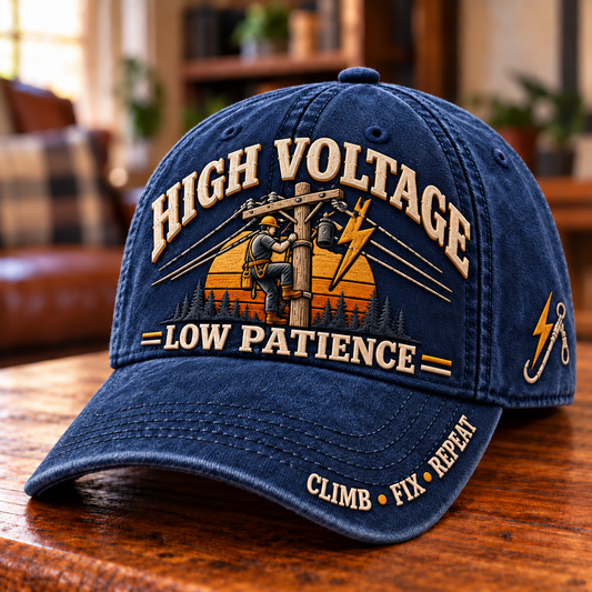 ⚡ High Voltage Low Patience Lineman Work Pride Baseball Cap