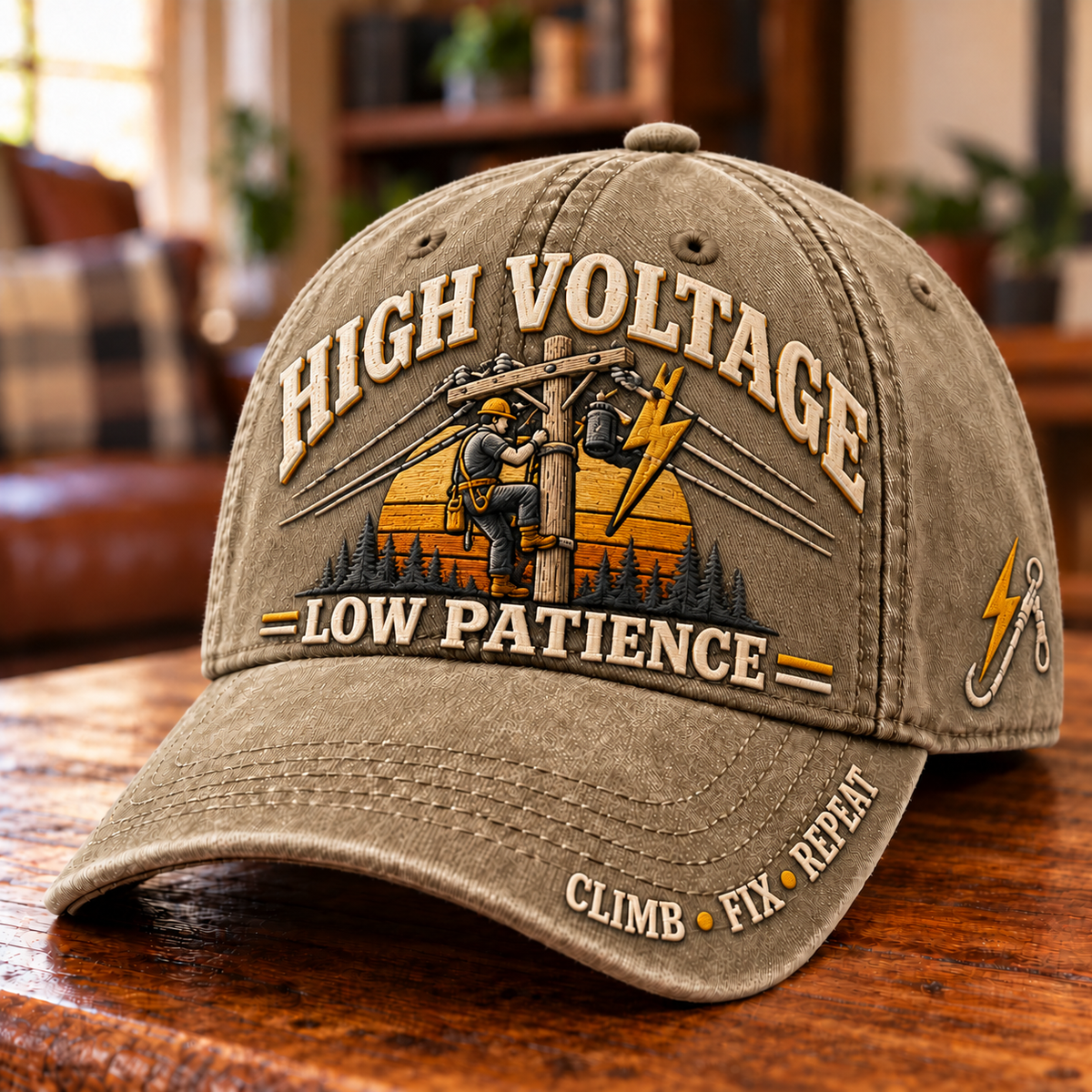 ⚡ High Voltage Low Patience Lineman Work Pride Baseball Cap