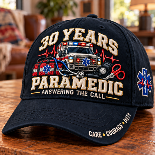 🚑 30 Years Answering The Call Paramedic Milestone Baseball Cap – Customizable Years