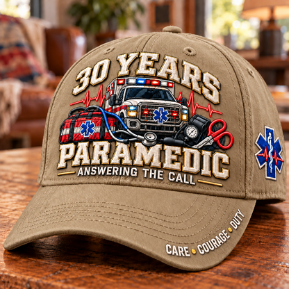 🚑 30 Years Answering The Call Paramedic Milestone Baseball Cap – Customizable Years