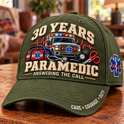 🚑 30 Years Answering The Call Paramedic Milestone Baseball Cap – Customizable Years