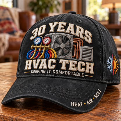 ❄️🔥 30 Years Keeping It Comfortable HVAC Tech Milestone Baseball Cap – Customizable Years