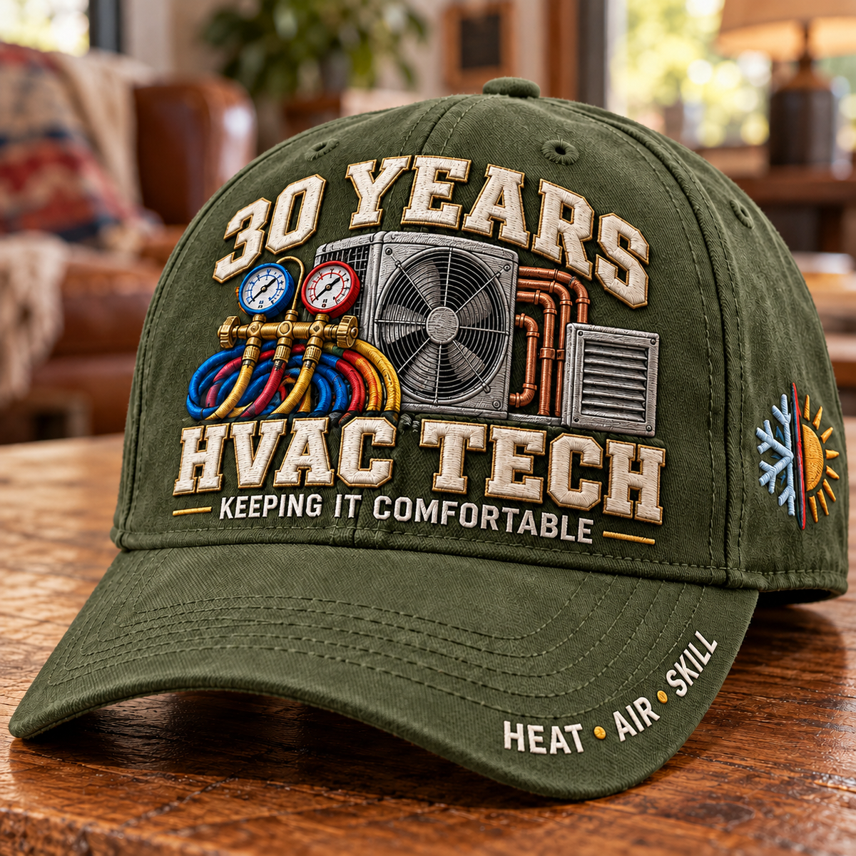 ❄️🔥 30 Years Keeping It Comfortable HVAC Tech Milestone Baseball Cap – Customizable Years
