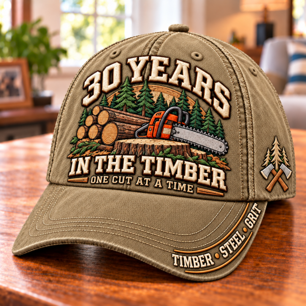 🌲 30 Years One Cut At A Time Logger Milestone Baseball Cap – Customizable Years