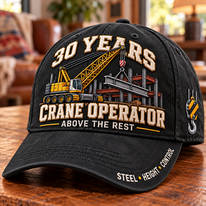 🏗️ 30 Years Above The Rest Crane Operator Milestone Baseball Cap – Customizable Years