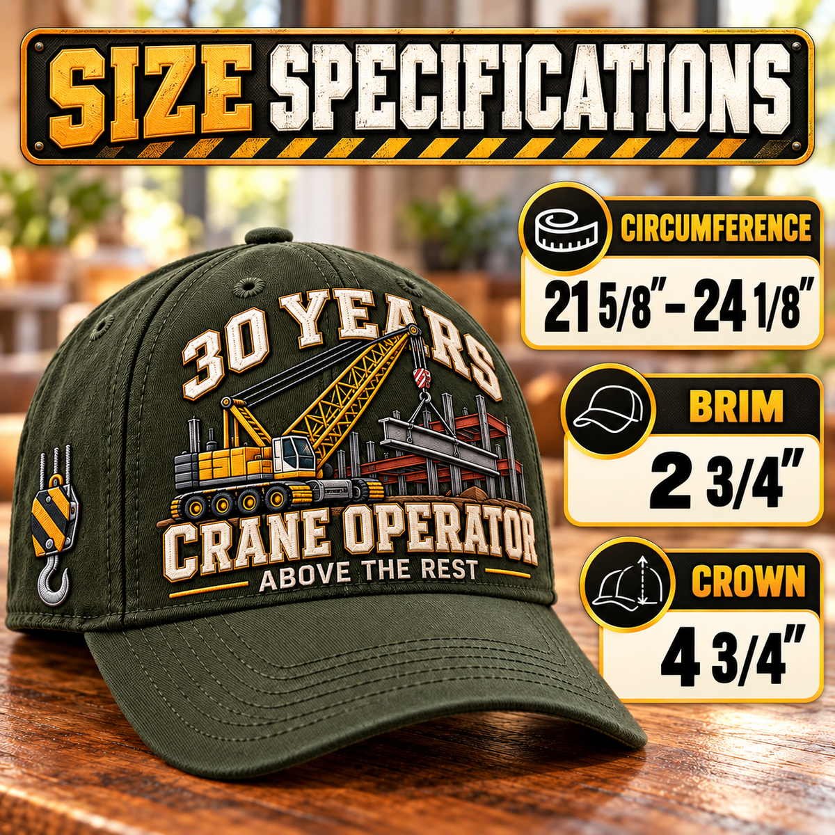 🏗️ 30 Years Above The Rest Crane Operator Milestone Baseball Cap – Customizable Years