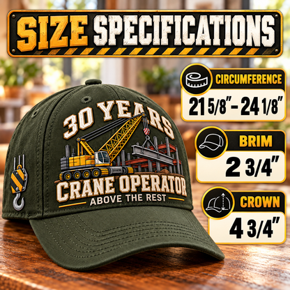 🏗️ 30 Years Above The Rest Crane Operator Milestone Baseball Cap – Customizable Years