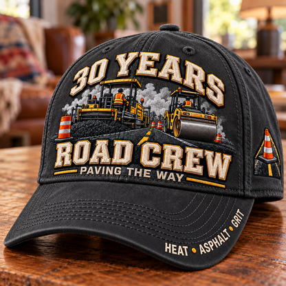🚧 30 Years Paving The Way Road Crew Milestone Baseball Cap – Customizable Years
