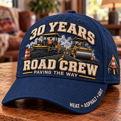 🚧 30 Years Paving The Way Road Crew Milestone Baseball Cap – Customizable Years