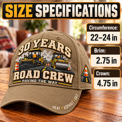 🚧 30 Years Paving The Way Road Crew Milestone Baseball Cap – Customizable Years