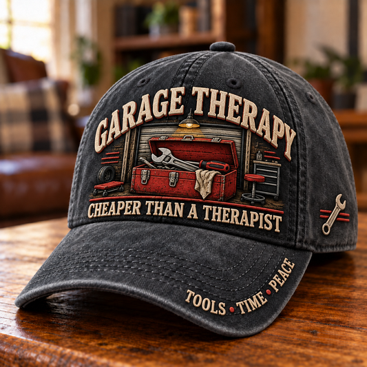 🔧 Garage Therapy Mechanic Humor Baseball Cap