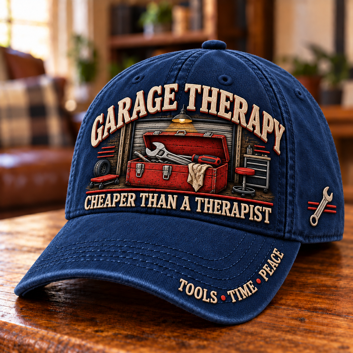 🔧 Garage Therapy Mechanic Humor Baseball Cap