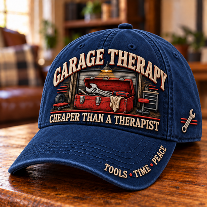 🔧 Garage Therapy Mechanic Humor Baseball Cap