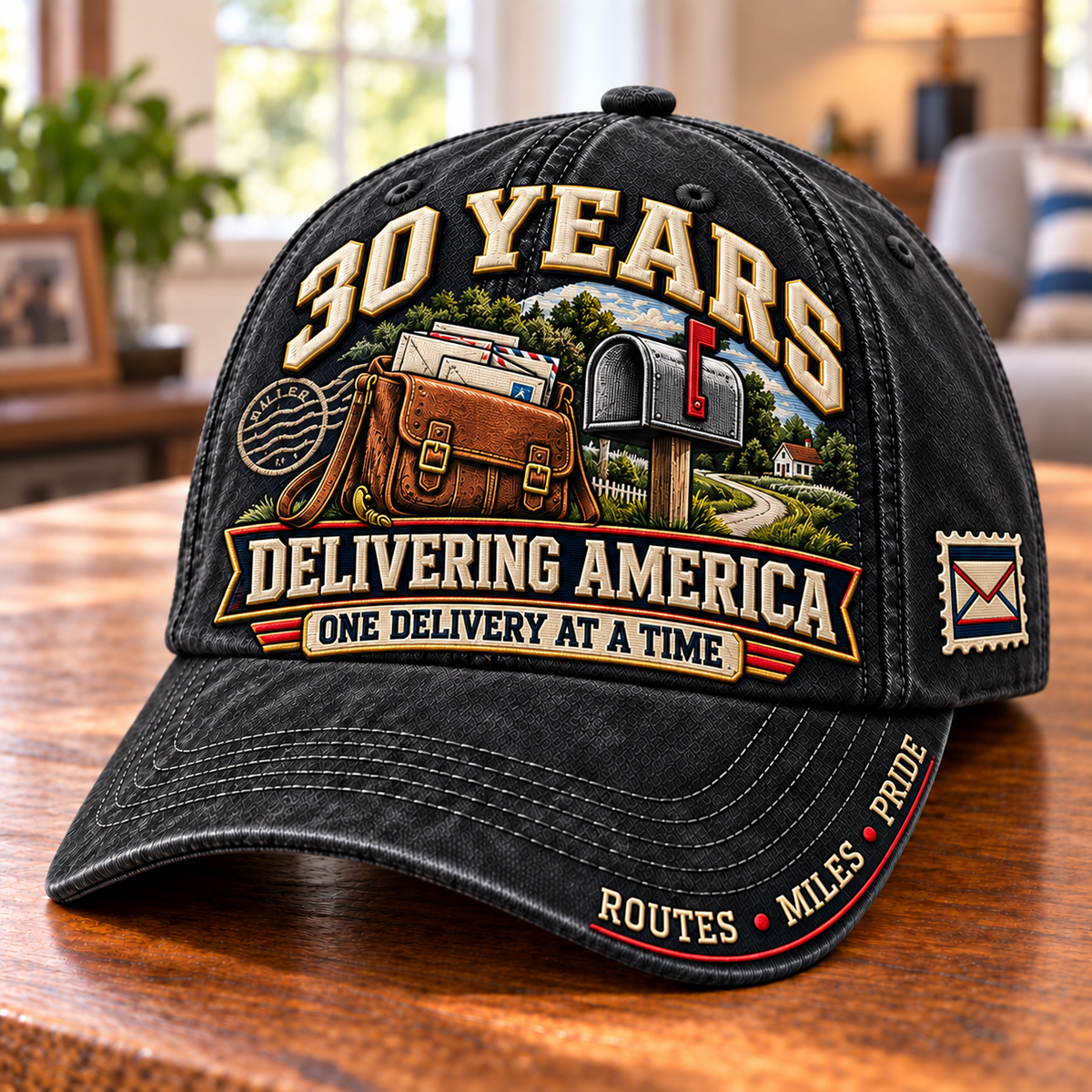 📬 30 Years Delivering America Postal Worker Milestone Baseball Cap – Customizable Years