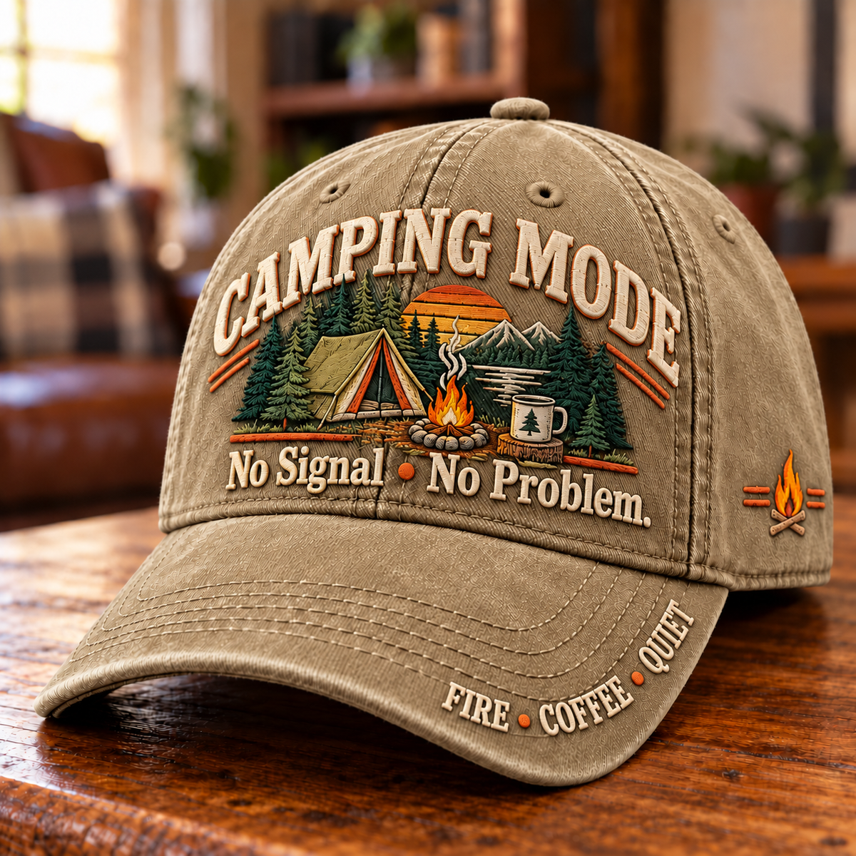 🏕️ Camping Mode No Signal No Problem Outdoors Humor Baseball Cap