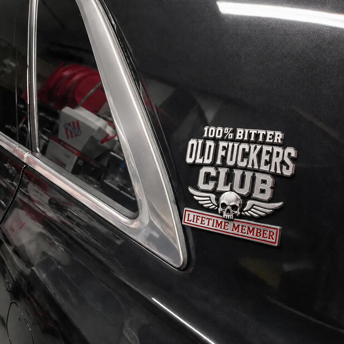 🔥☠️ 100% Bitter Old F*ckers Club Lifetime Member Metal Car Emblem