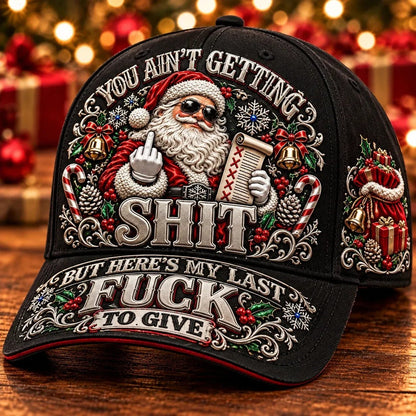 🎅 Santa’s Last Gift Funny Christmas Baseball Cap – Adult Humor