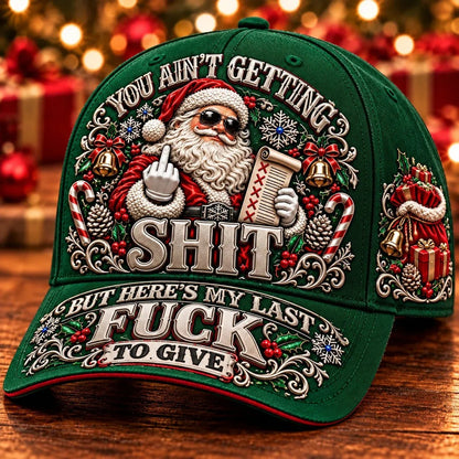 🎅 Santa’s Last Gift Funny Christmas Baseball Cap – Adult Humor