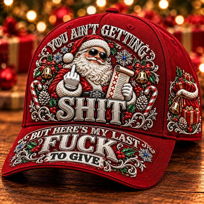 🎅 Santa’s Last Gift Funny Christmas Baseball Cap – Adult Humor