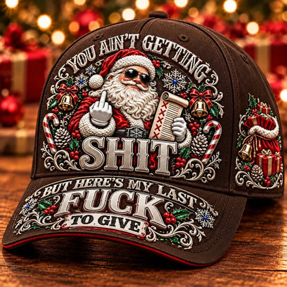 🎅 Santa’s Last Gift Funny Christmas Baseball Cap – Adult Humor