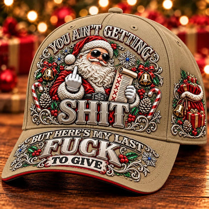 🎅 Santa’s Last Gift Funny Christmas Baseball Cap – Adult Humor