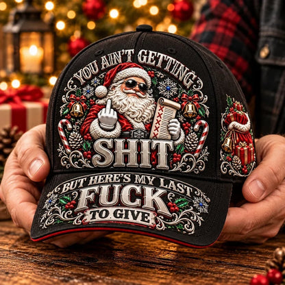 🎅 Santa’s Last Gift Funny Christmas Baseball Cap – Adult Humor