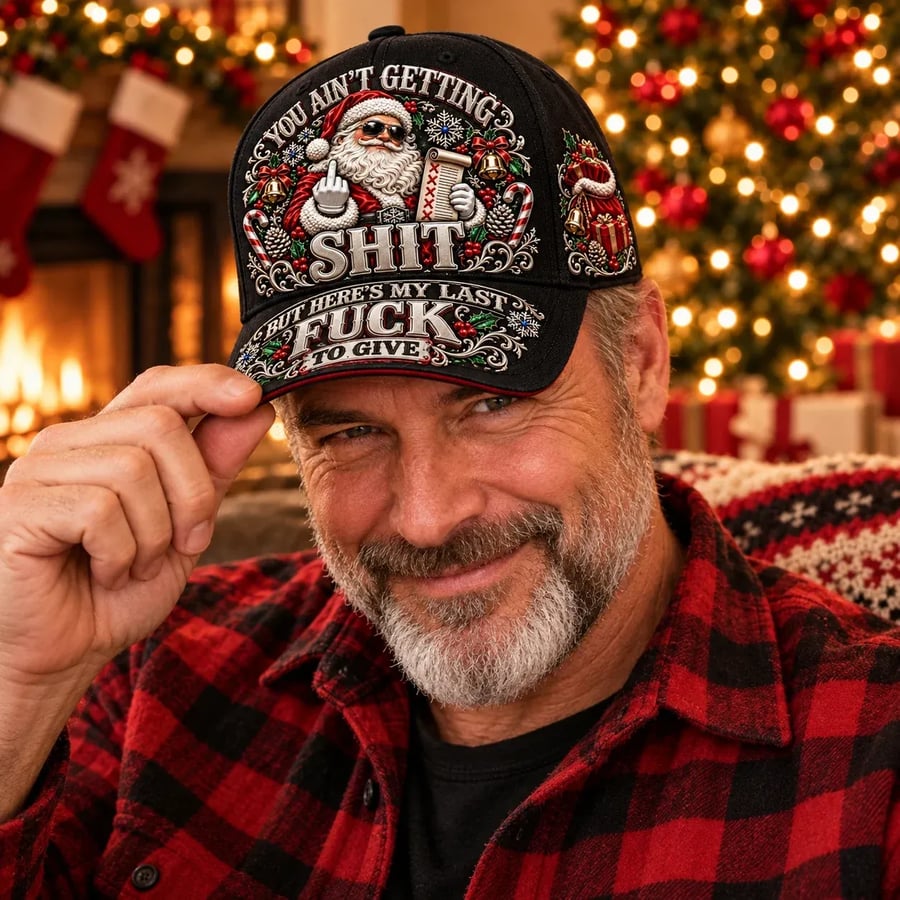🎅 Santa’s Last Gift Funny Christmas Baseball Cap – Adult Humor