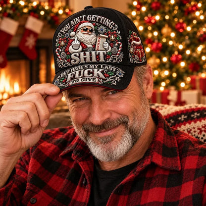 🎅 Santa’s Last Gift Funny Christmas Baseball Cap – Adult Humor