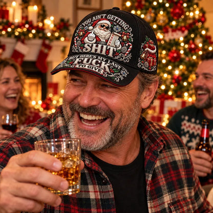 🎅 Santa’s Last Gift Funny Christmas Baseball Cap – Adult Humor