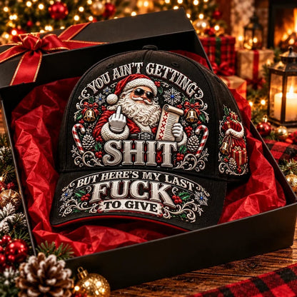 🎅 Santa’s Last Gift Funny Christmas Baseball Cap – Adult Humor