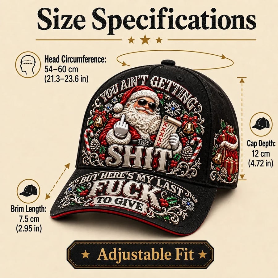 🎅 Santa’s Last Gift Funny Christmas Baseball Cap – Adult Humor