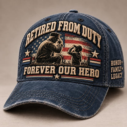 🇺🇸 Forever Our Hero Veteran & Grandpa Tribute Baseball Cap – 2 Meaningful Designs