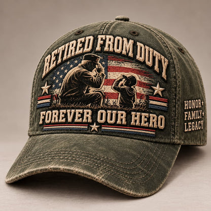 🇺🇸 Forever Our Hero Veteran & Grandpa Tribute Baseball Cap – 2 Meaningful Designs