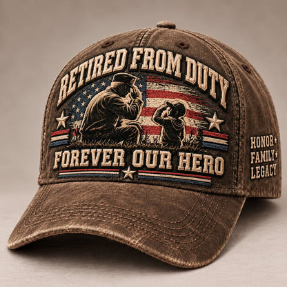 🇺🇸 Forever Our Hero Veteran & Grandpa Tribute Baseball Cap – 2 Meaningful Designs