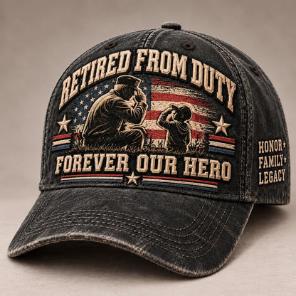 🇺🇸 Forever Our Hero Veteran & Grandpa Tribute Baseball Cap – 2 Meaningful Designs