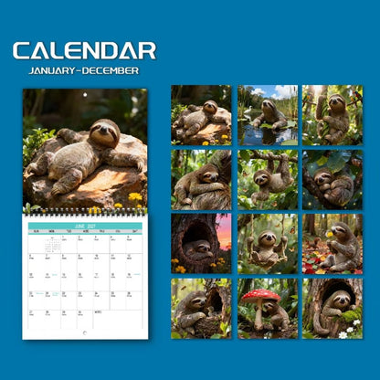 🦥2027 Sloths Wall Calendar – 12 Months of Cute Sloths & Relaxing Nature Moments