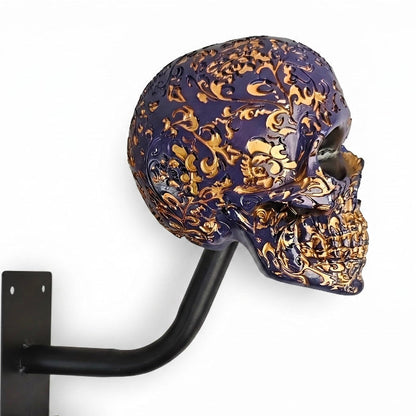 💀Skull Motorcycle Helmet Holder – Punk Skull Wall Mount Rack for Helmets, Jackets & Garage Decor