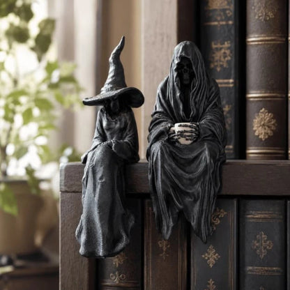 🧙‍♀️🖤Mysterious Perched Bookshelf Figurine