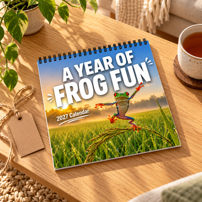 🐸 2027 Funny Frog Wall Calendar, 12-Month Spiral Planner With Notes