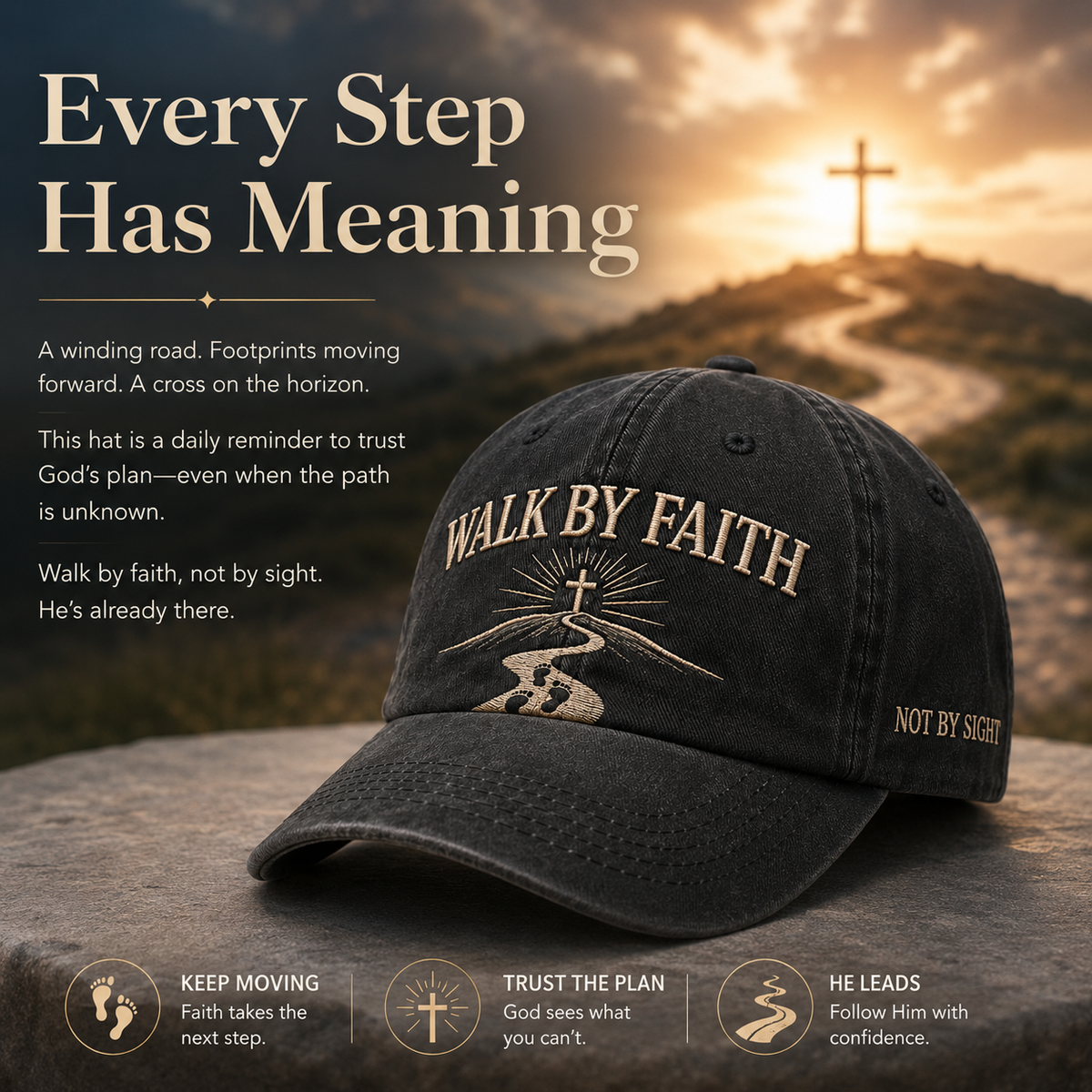✝️WALK BY FAITH Vintage Christian Embroidered Cap