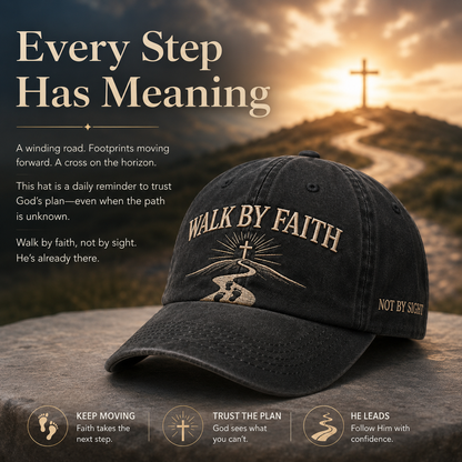 ✝️WALK BY FAITH Vintage Christian Embroidered Cap