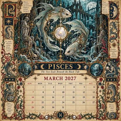 🔮 2027 Zodiac Grimoire Desk Calendar | 12 Medieval-Inspired Zodiac Artworks for Astrology & Gothic Art Lovers ✨