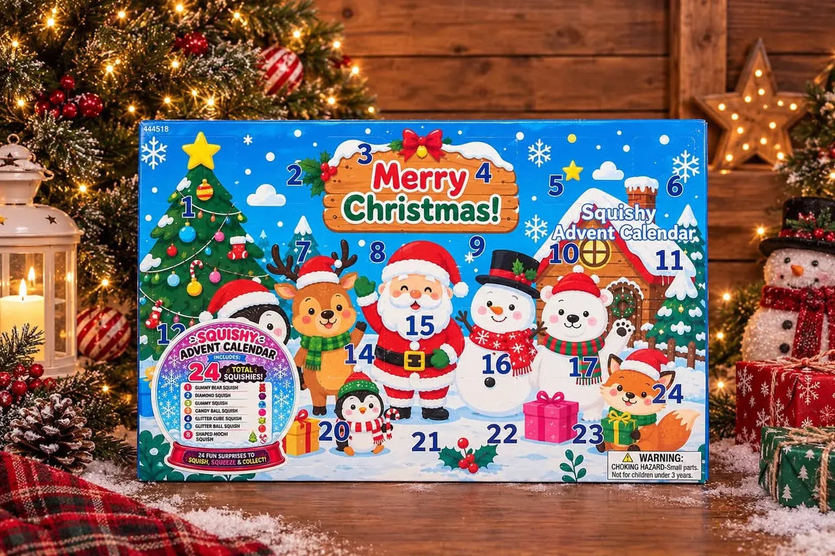 🎄🎁 24-Day Squishy Fidget Toy Advent Calendar – 24 Christmas Squeeze Toy Surprises for Kids 🧸✨